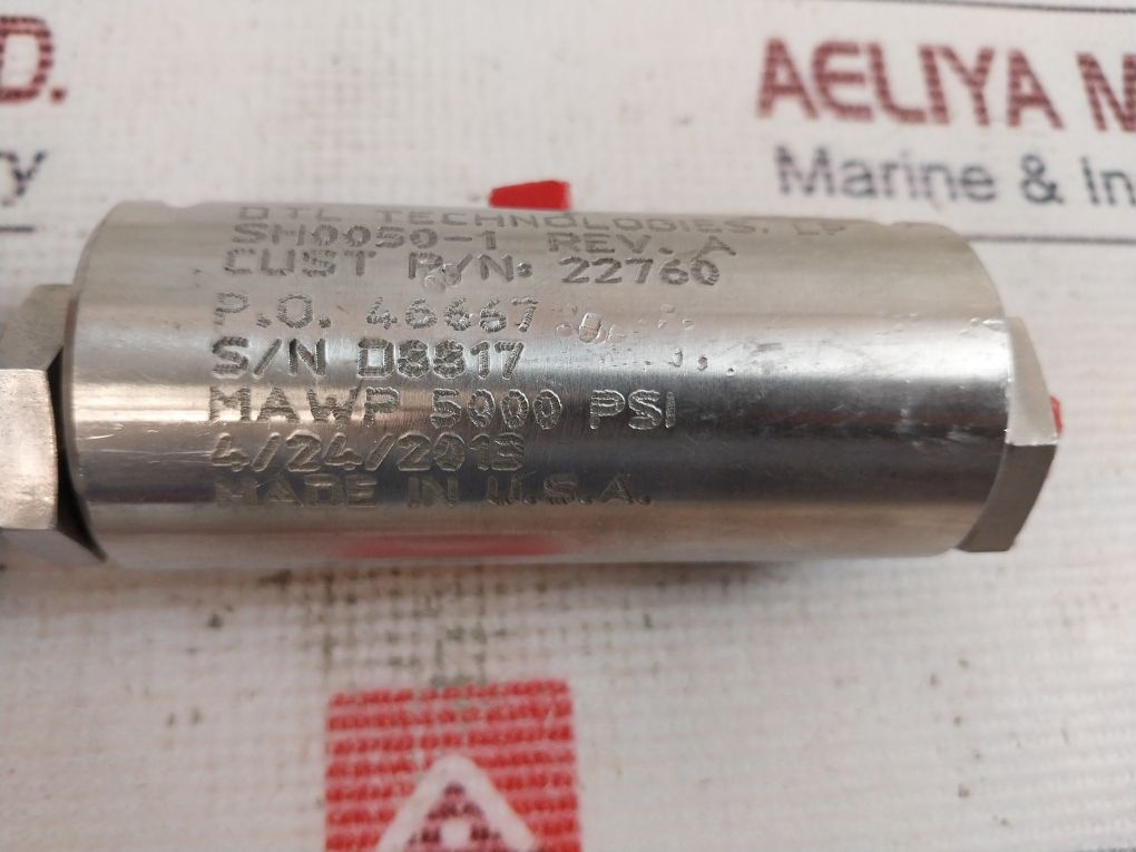 Dtl Technologies Sh0050-1 Rev.A Pressure Control/Relief Valve