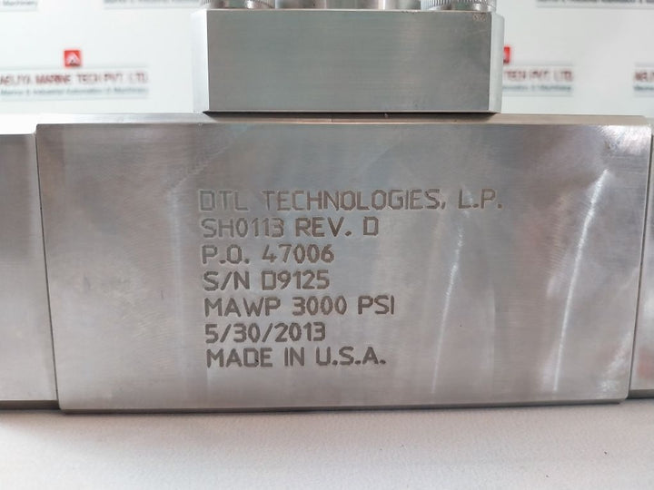 Dtl Technologies Sh0113 Shuttle Dampend Valve 1 In Npt 3000Psi