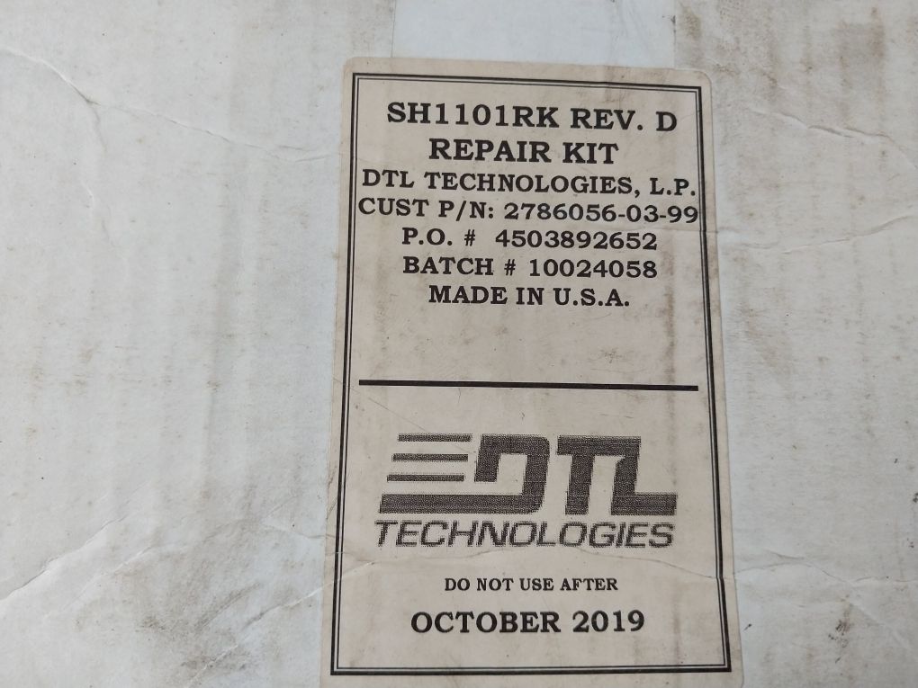 Dtl Technologies Sh1101Rk Shuttle Valve Repair Kit
