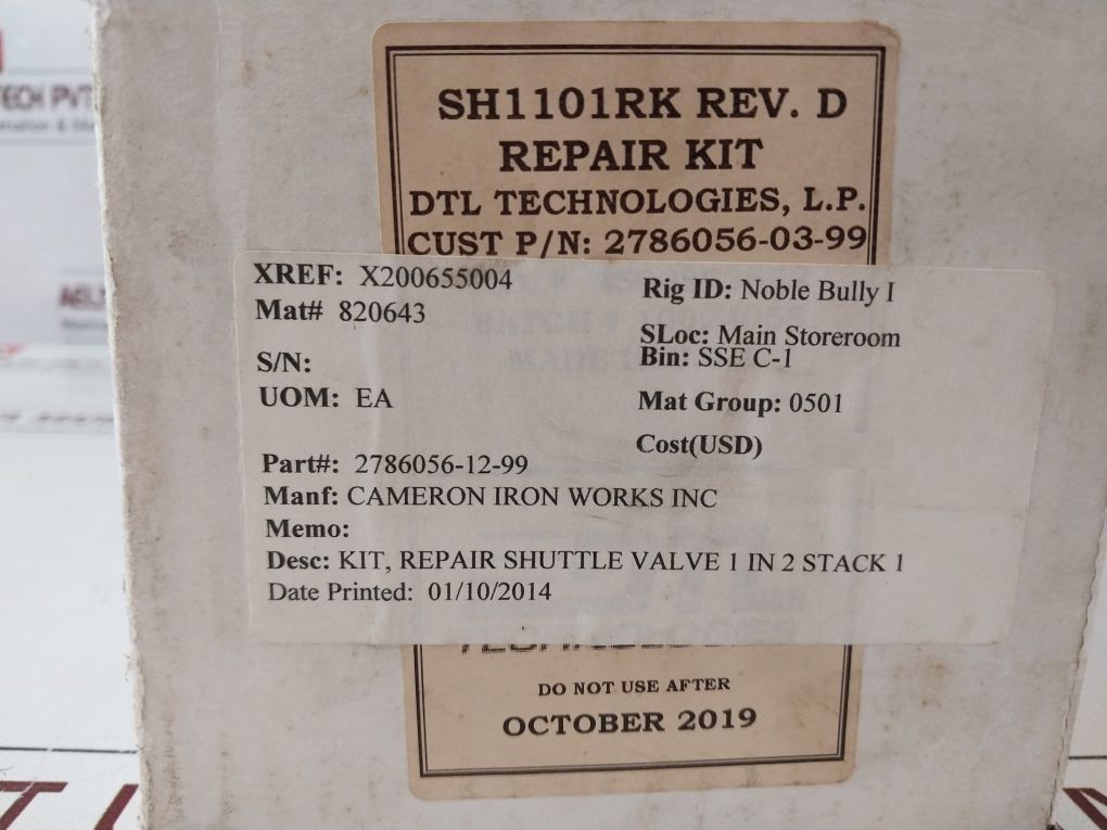 Dtl Technologies Sh1101Rk Shuttle Valve Repair Kit