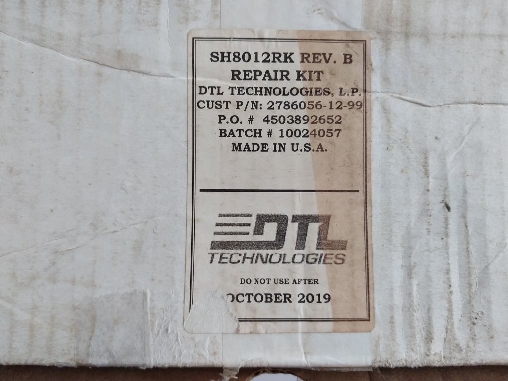 Dtl Technologies Sh8012Rk Rev. B Repair Shuttle Valve Kit 2786056-12-99