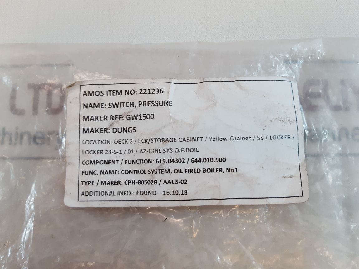 Dungs gw 1500 pressure switch