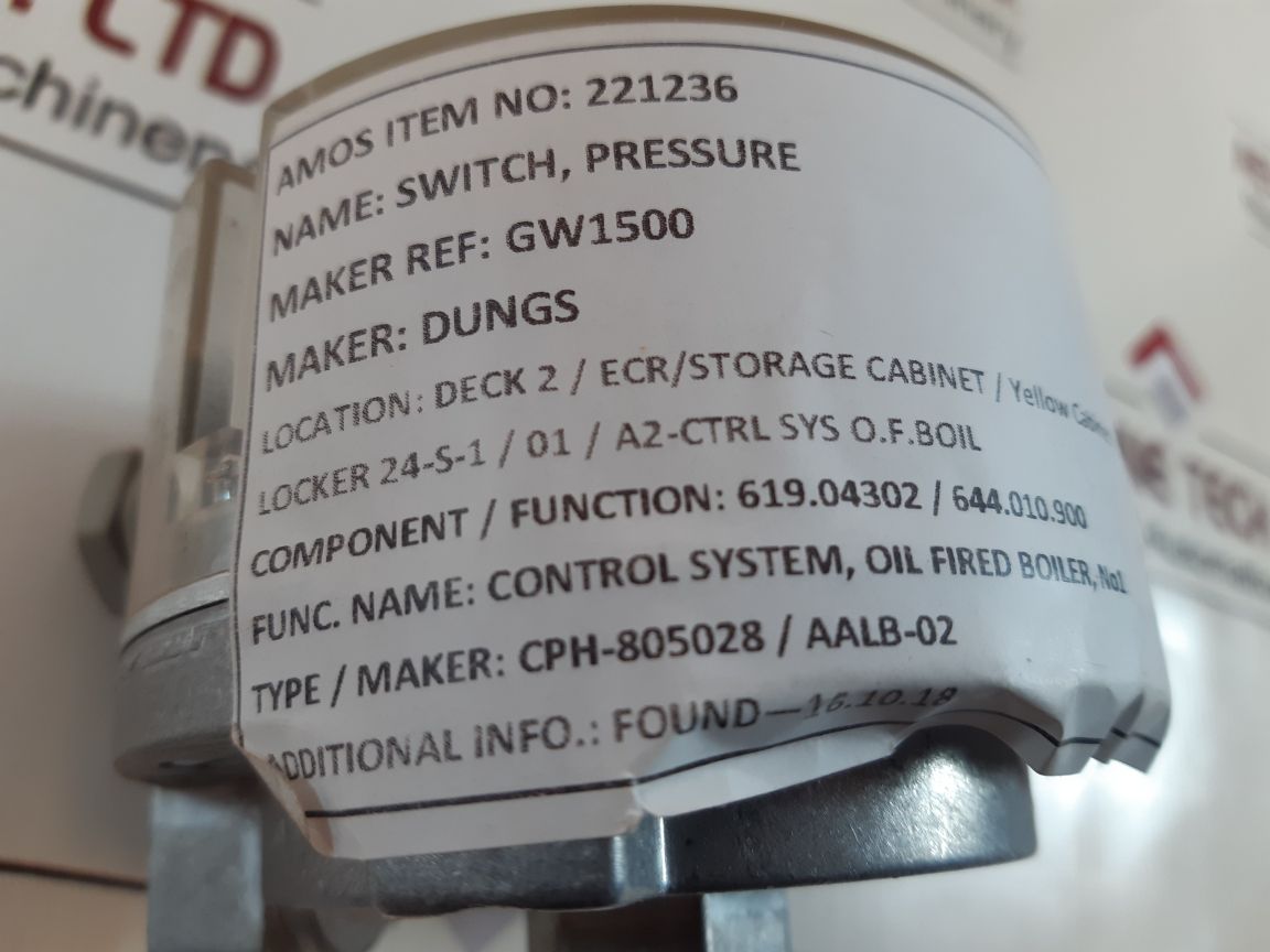 Dungs gw 1500 pressure switch