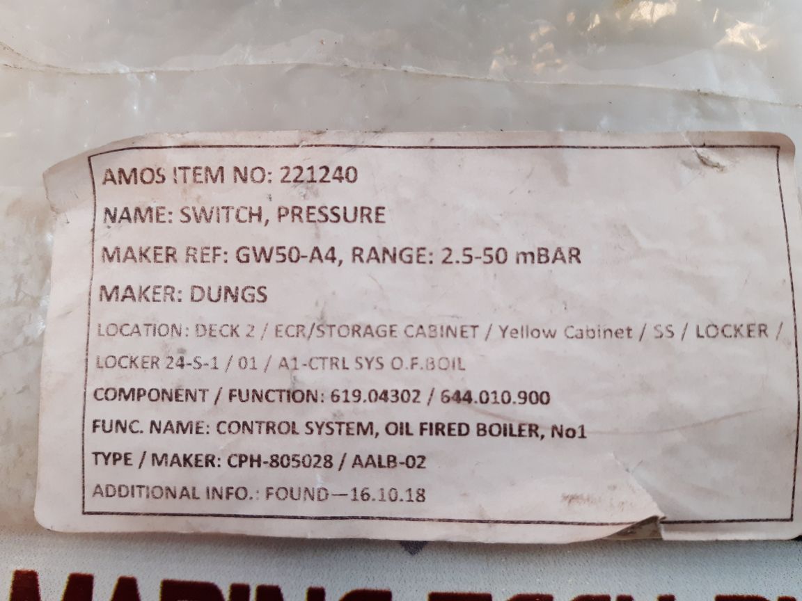 Dungs Technic Gw 50 A4 Pressure Switch