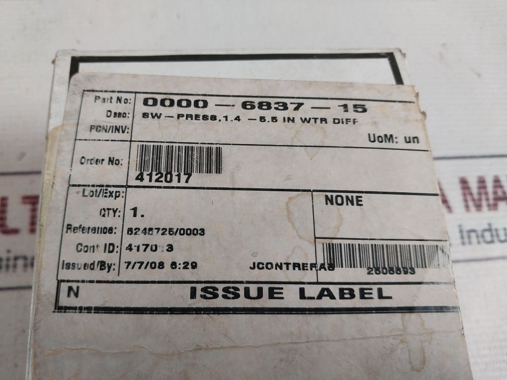 Dwyer 1910-5 Pressure Switch