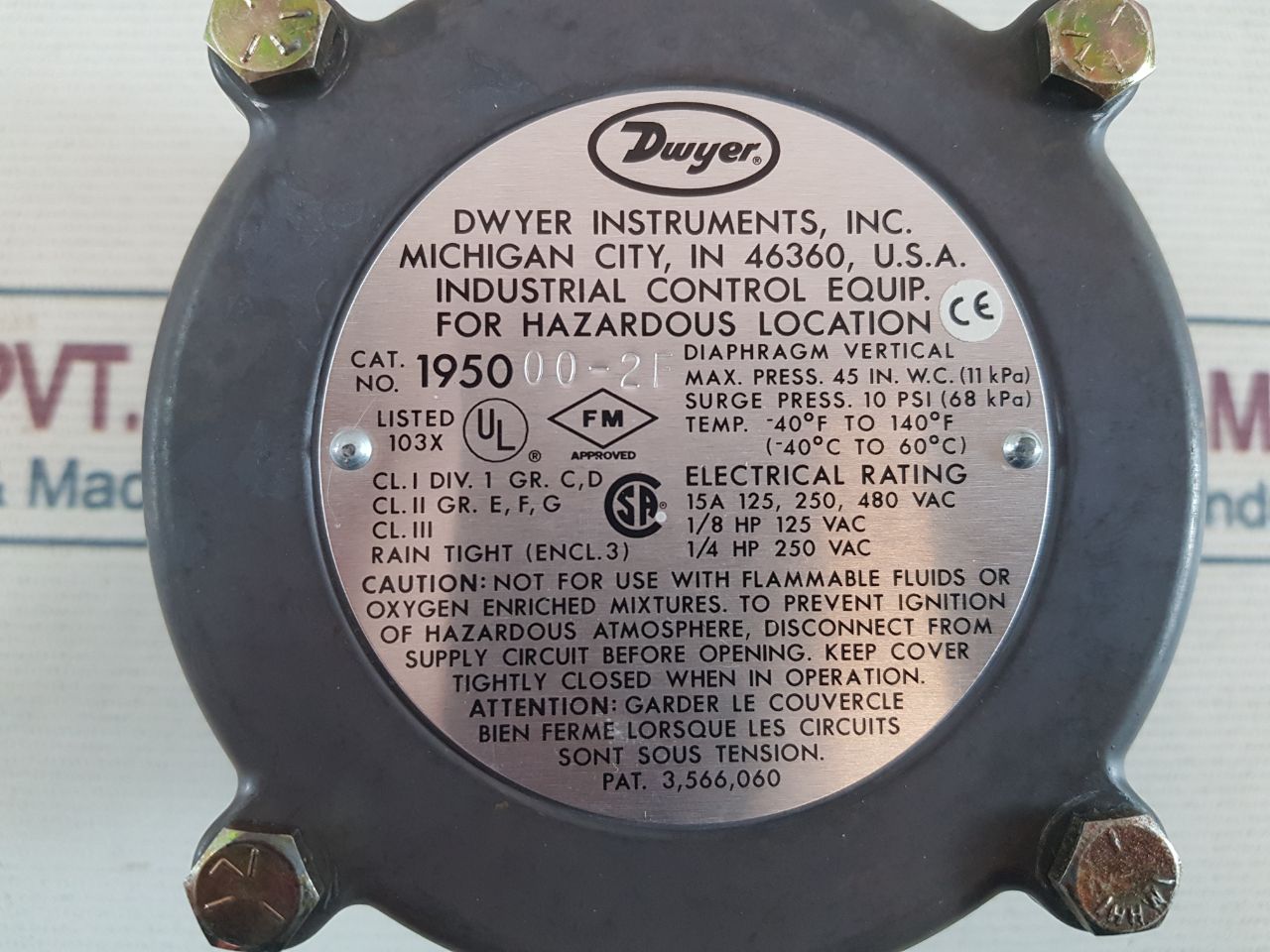 Dwyer 1950-00 Explosion-proof Pressure Switches 1950-00-2F
