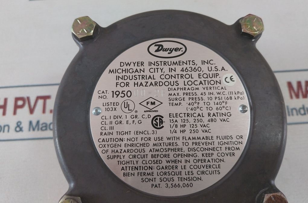 Dwyer 1950-00 Explosion-proof Pressure Switches 1950-00-2F
