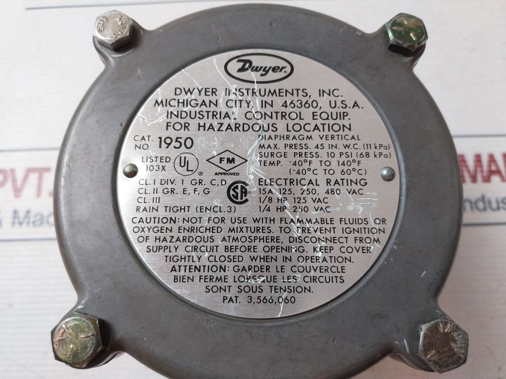 Dwyer Instruments 195000-2F Pressure Switch