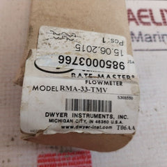 Dwyer Rma-33-tmv Rate-master Flowmeter 100 Psi