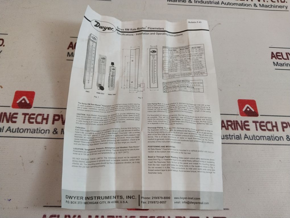 Dwyer Rma-33-tmv Rate-master Flowmeter 100 Psi