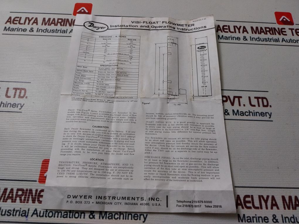 Dwyer Vfb-81-ssv Visi-float Flowmeter 4” Scale 690 Kpa 100 Psig