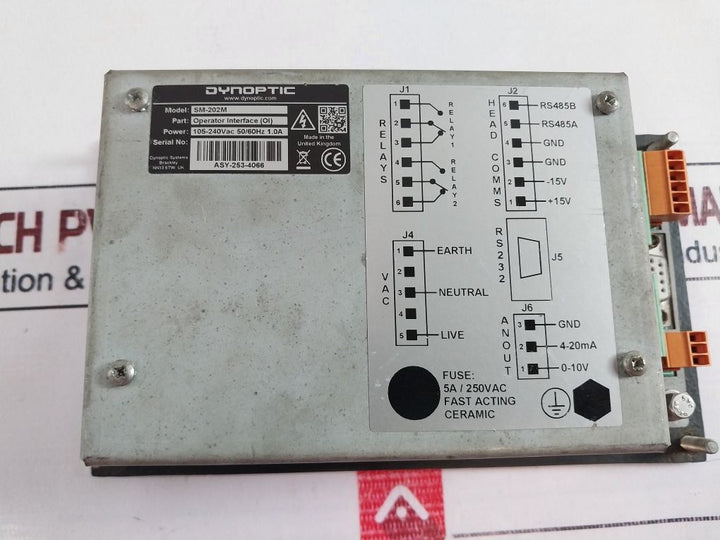 Dynoptic Sm-202M Single Pass Opacity Monitor 105-240 Vac 1.0A