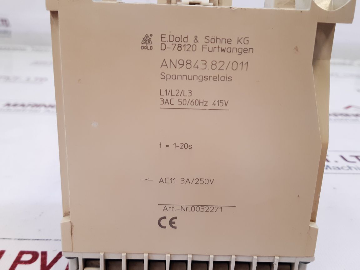 E.Dold An9843.82011 Voltage Relay 1-20S Ac11 3A250V
