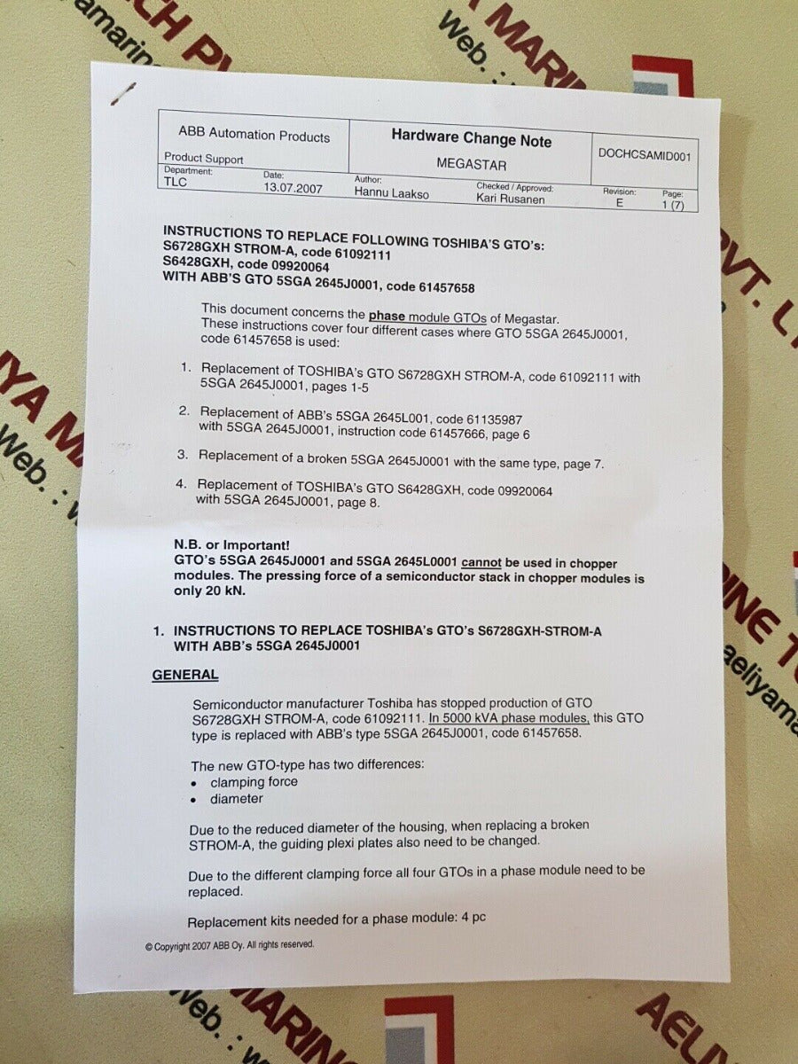Abb 5sga 2465j0001 thyristor
