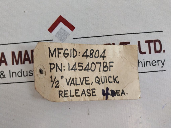 Eaton Airflex Size 1/2 Quick Release Valve 145407Bf