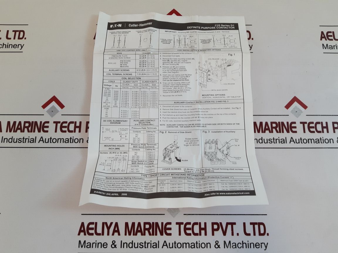 Eaton C25Dnf330 Definite Purpose Contactor