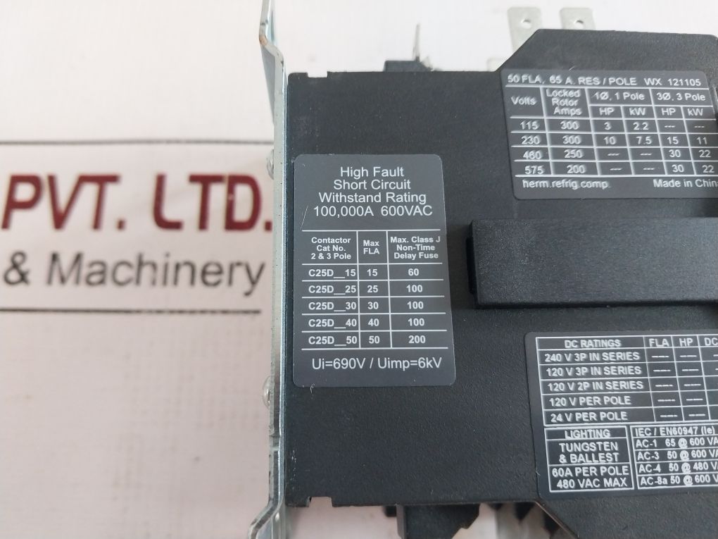 Eaton C25Dnj350A Definite Purpose Contactor 3 Pole C25Dnj350 Ser.:D1