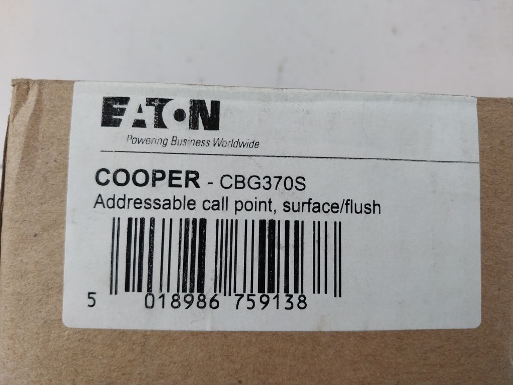 Eaton/Cooper Cbg370S Fire System Intelligent Addressable Surface Callpoint