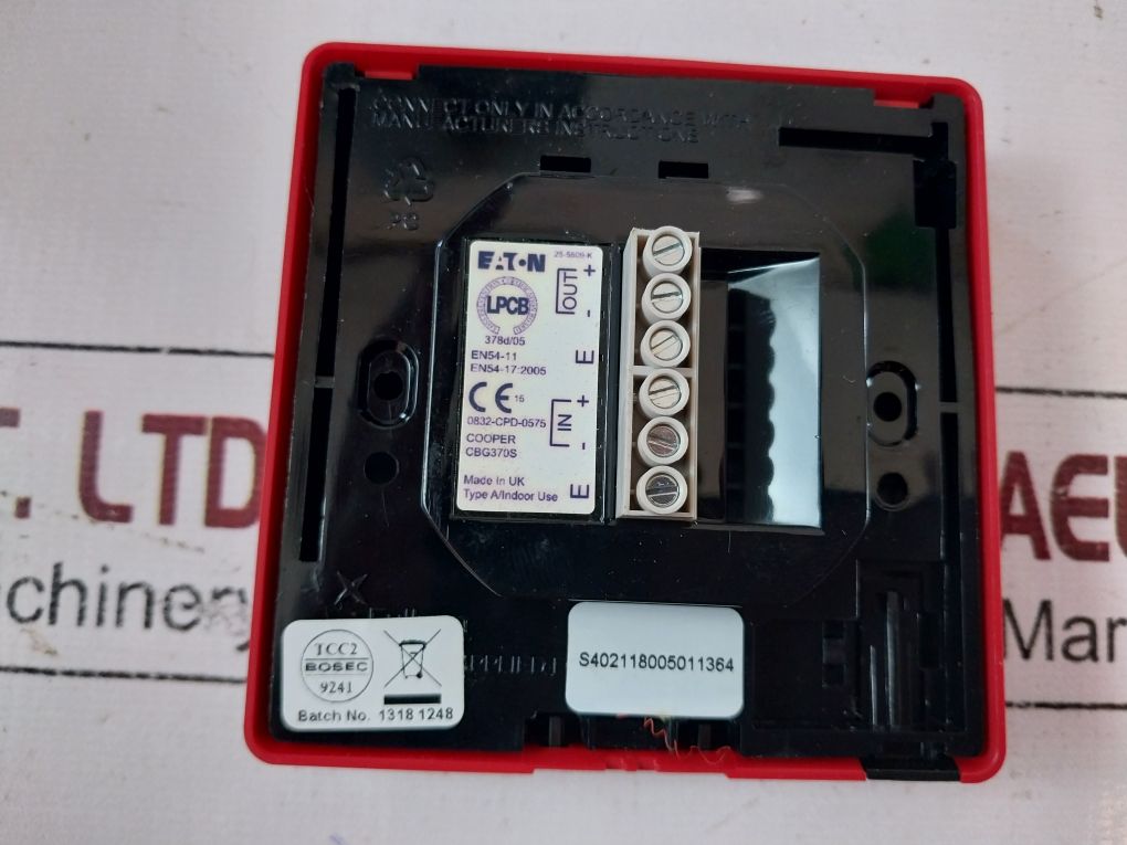 Eaton/Cooper Cbg370S Fire System Intelligent Addressable Surface Callpoint