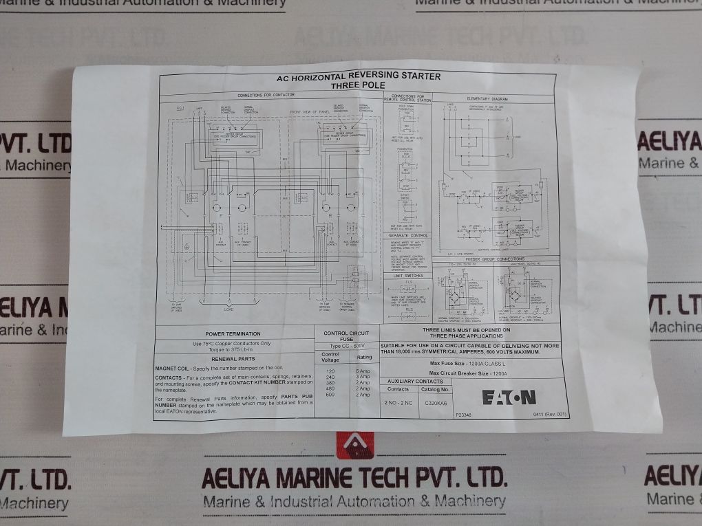Eaton Cn55Tn3Ab Nema Size 6 Contactor