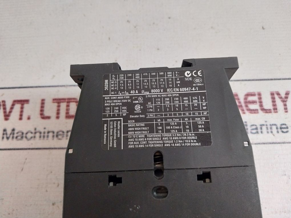 Eaton Dil M25-10 Contactor 3 Pole Break 250V Dc