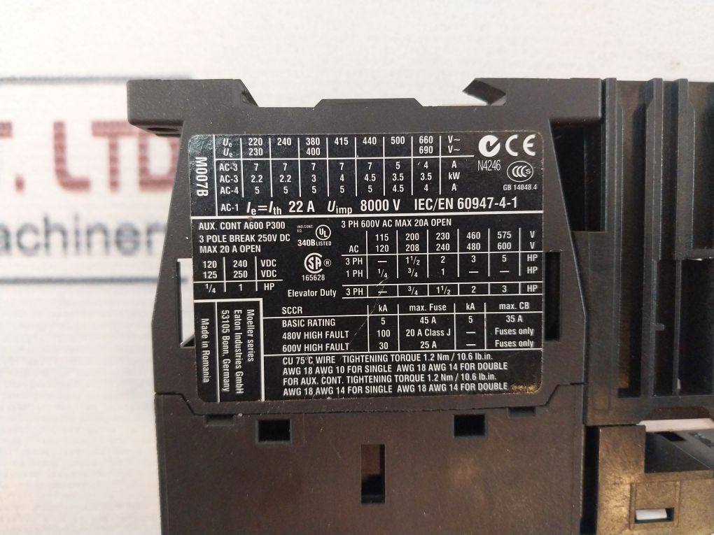 Eaton Dilm7-10 Contactor 3 Pole 250V Dc