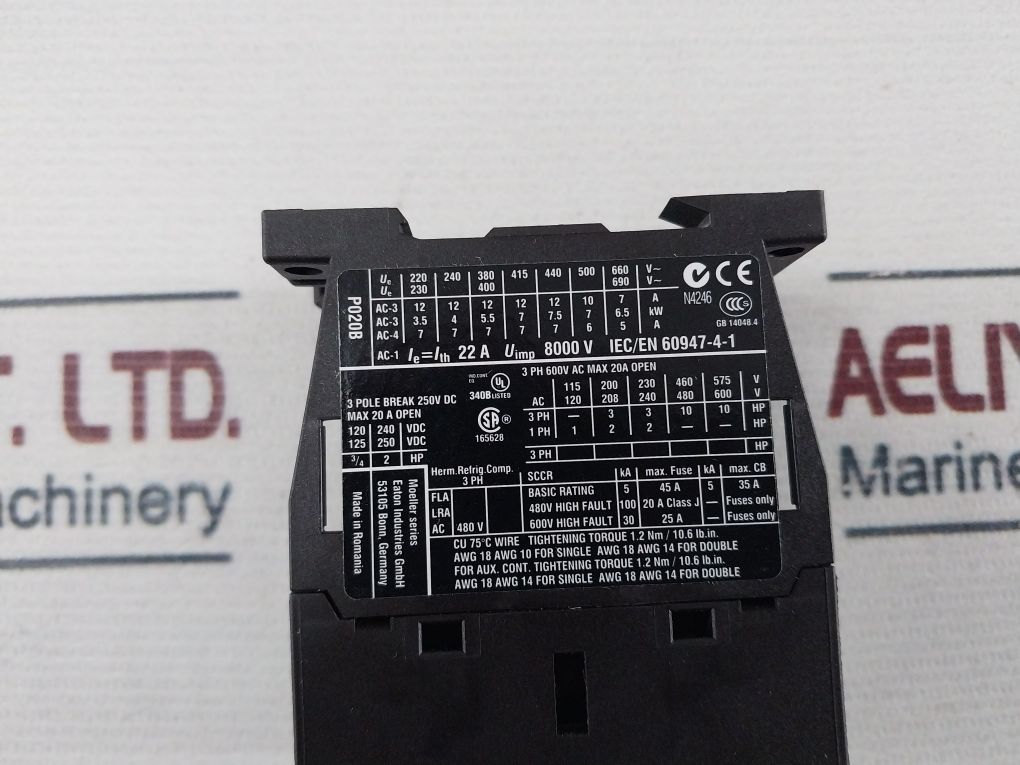 Eaton Dilmp20 Contactor 230V 50Hz/240V 60Hz