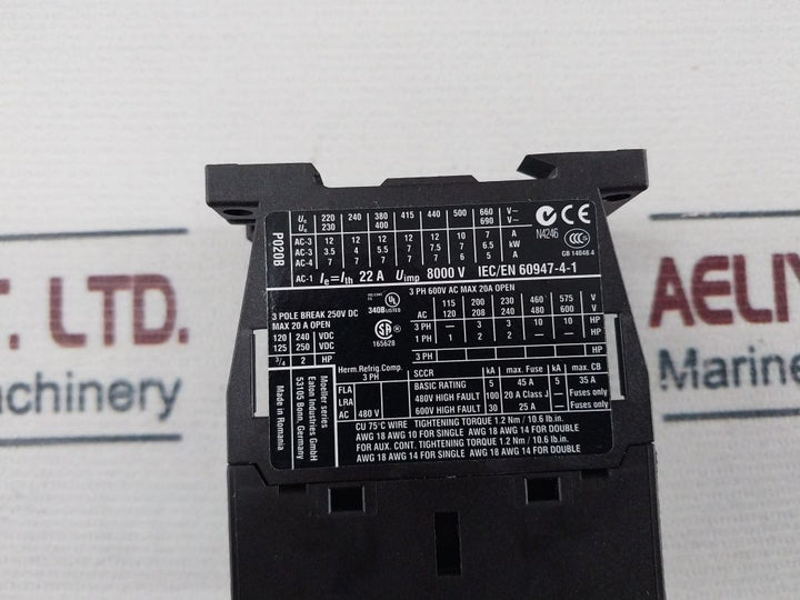 Eaton Dilmp20 Contactor 230V 50Hz/240V 60Hz