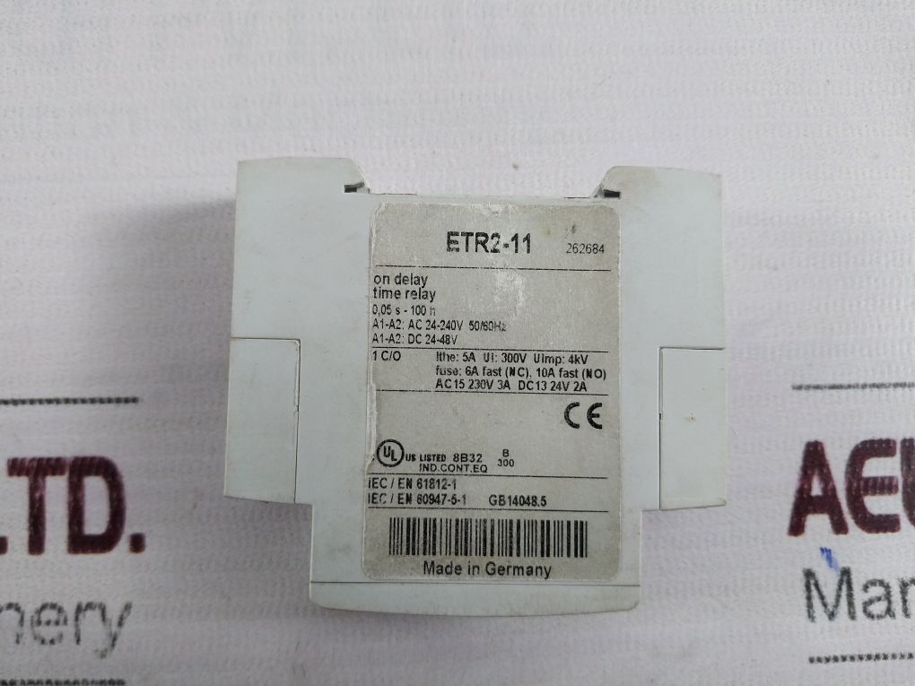 Eaton Etr2-11 On Delay Time Relay 24-240Vac 24-48Vdc