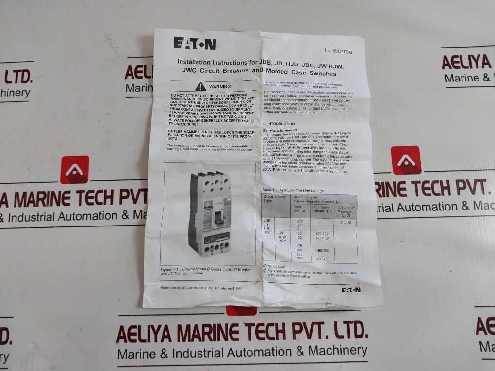 Eaton Jd3250F Industrial Circuit Breaker Frame