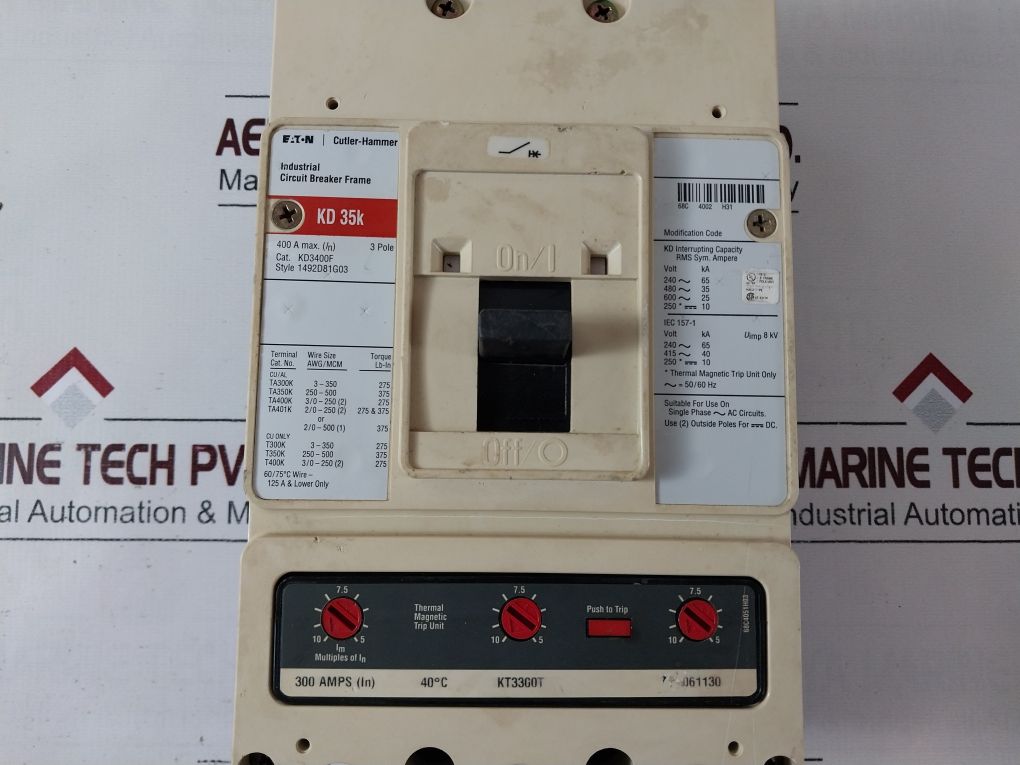 Eaton/Cutler-hammer Kd3400F 1492D81G03 Industrial Circuit Breaker