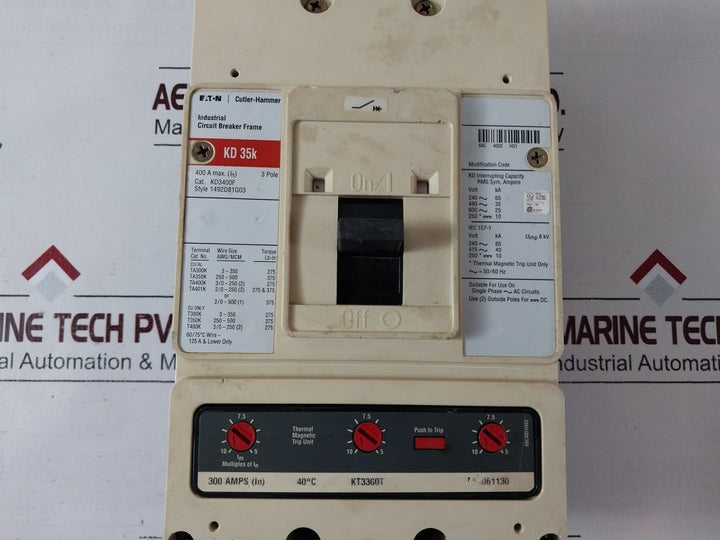 Eaton/Cutler-hammer Kd3400F 1492D81G03 Industrial Circuit Breaker