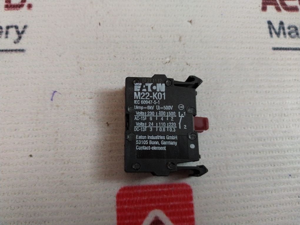 Eaton M22-k01 Contact Block 5A 600Vac