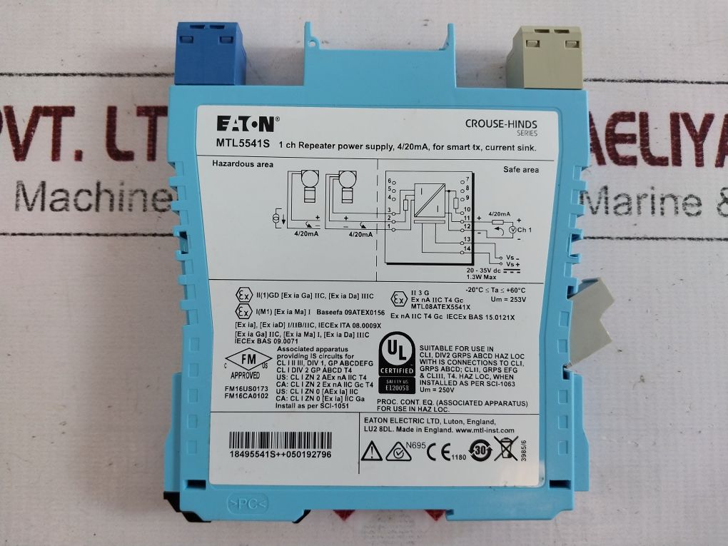 Eaton Mtl5541S 1 Ch Repeater Power Supply 4/20 Ma
