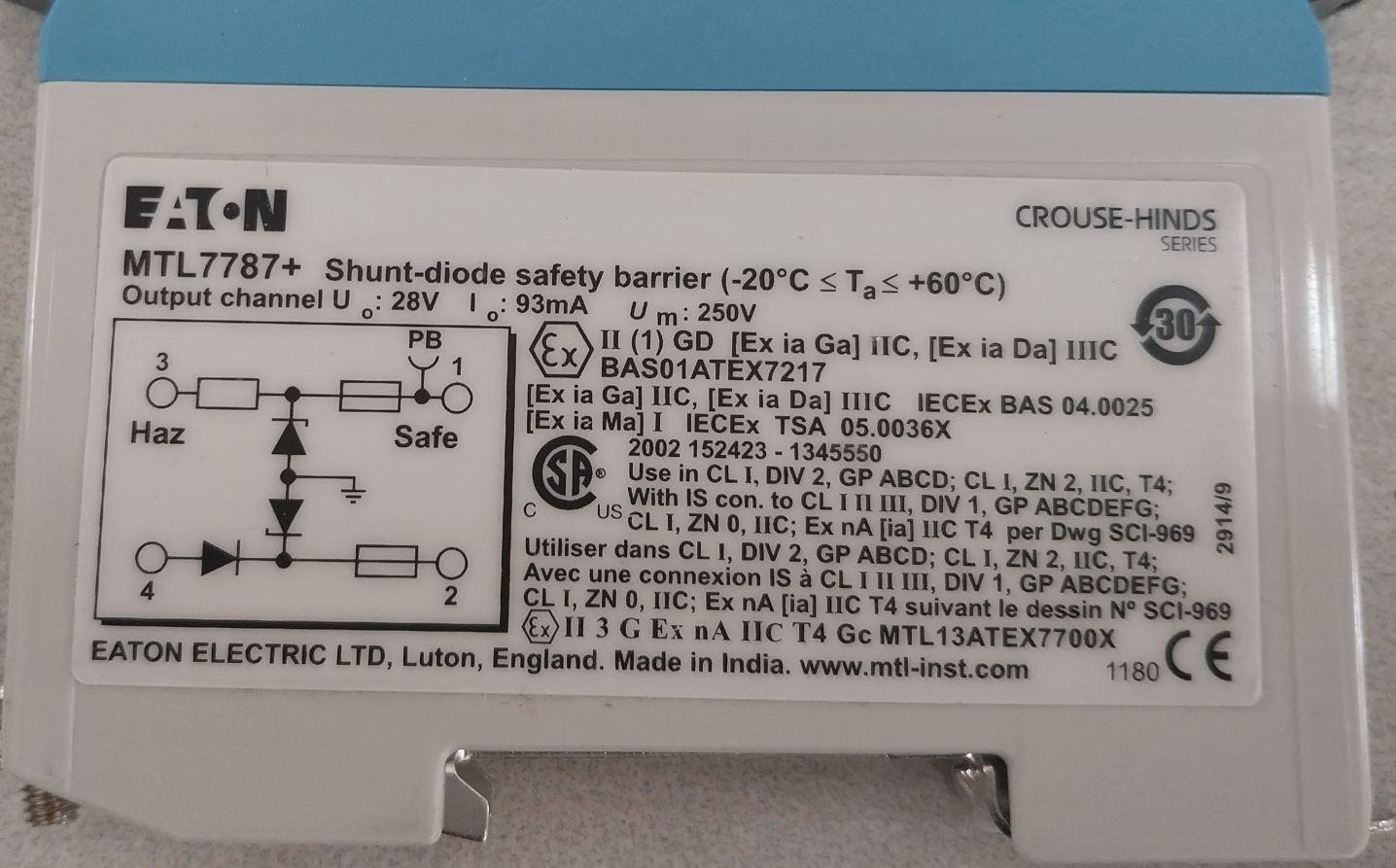 Eaton Mtl7787+ Shunt-diode Safety Barrier