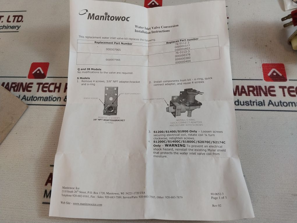 Eaton S-53 Water Inlet Valve Kit