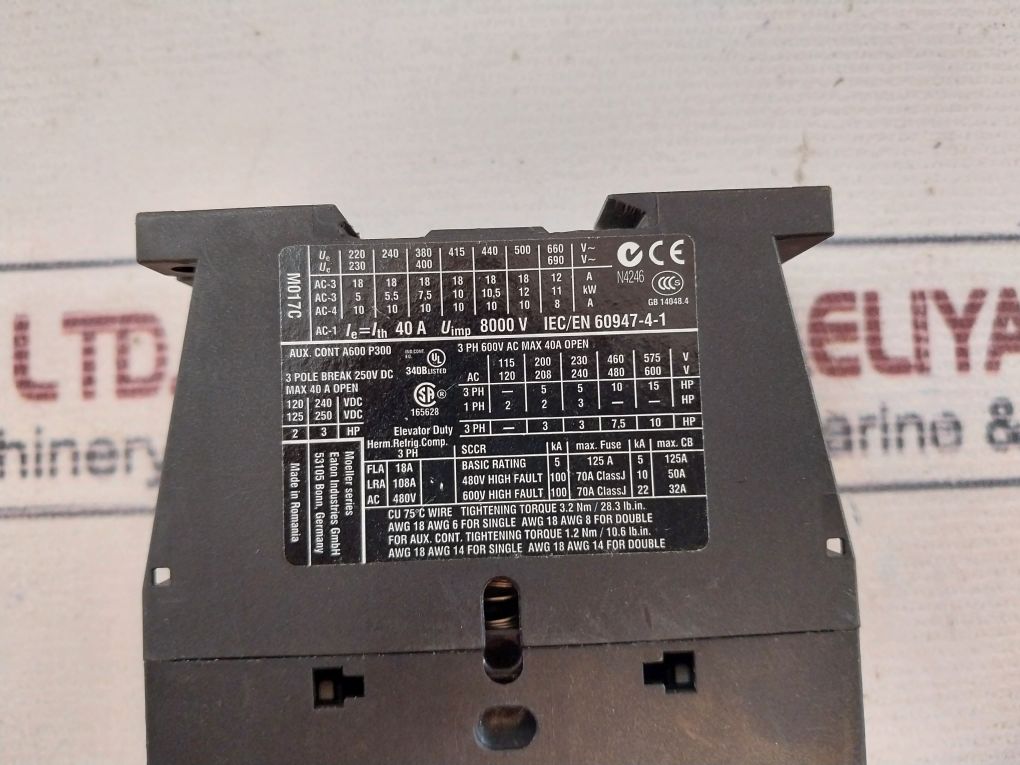 Eaton Xtce018C10 Contactor 120V 60Hz