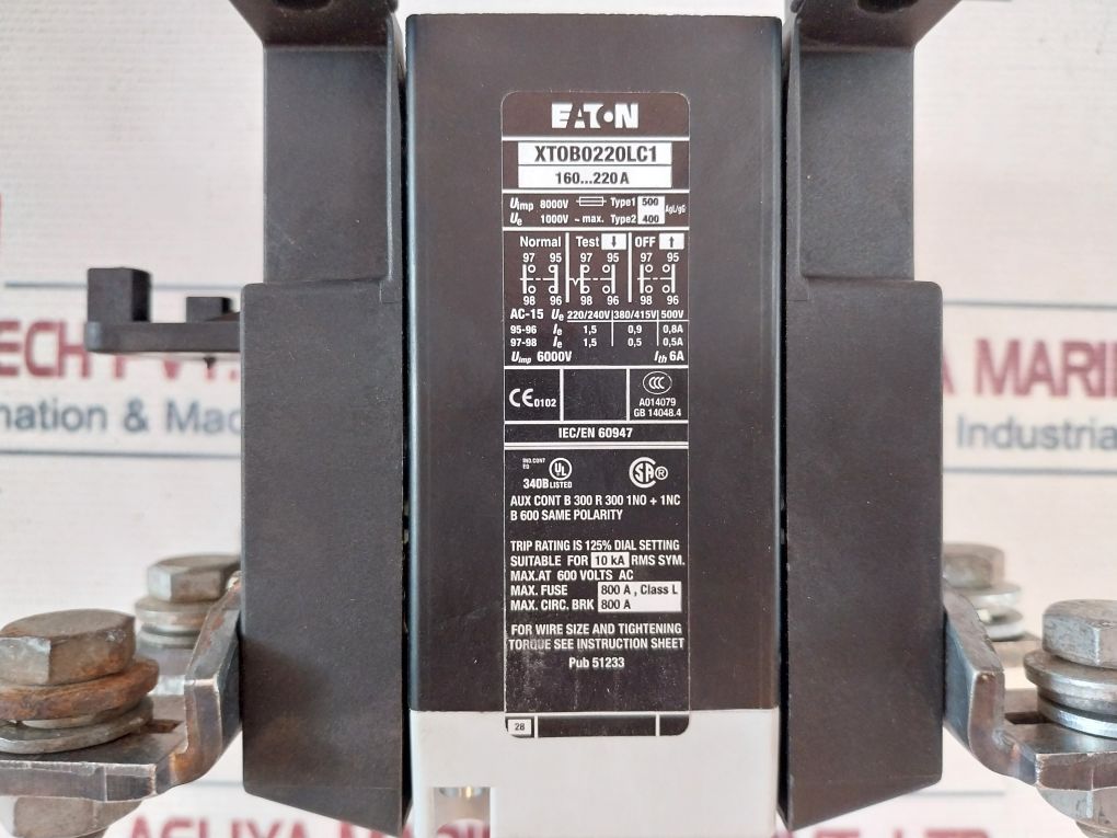 Eaton Xtob0220Lc1 Overload Relay 160-220 A