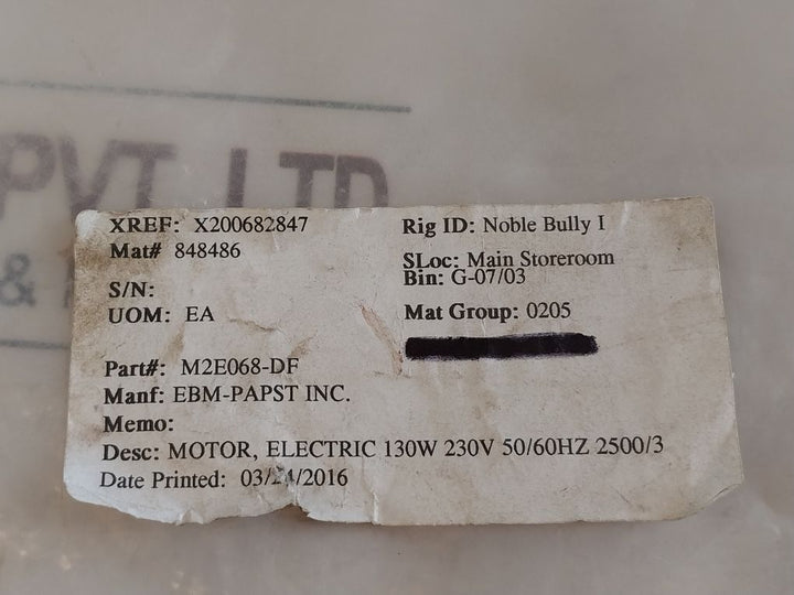 Ebmpapst M2E068-df13-79 Blower /Ac Centrifugal Motor