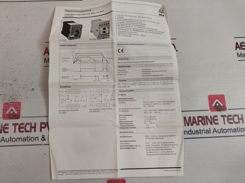 Eds Dold Aa9943.11/001 Undervoltage Relay