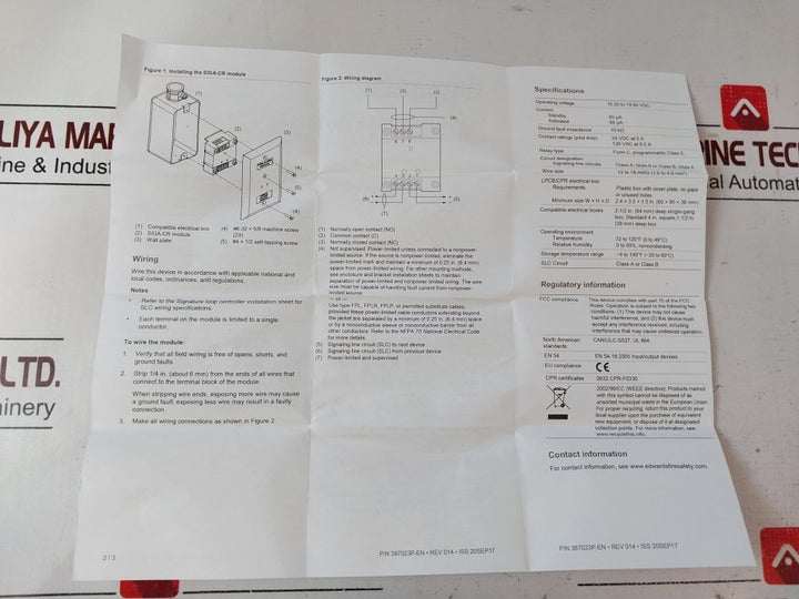 Edwards Siga-cr Fire Alarm Control Relay Module