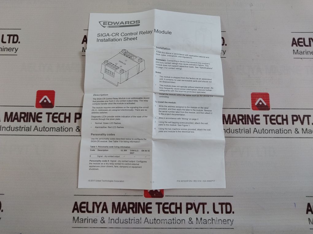 Edwards Siga-cr Control Relay Module Fire Alarm