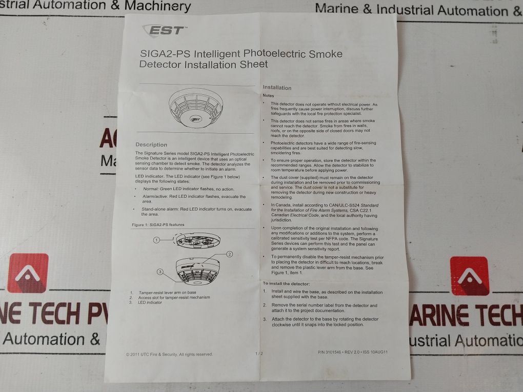 Est Siga2-ps Intelligent Photoelectric Smoke Detector With Base
