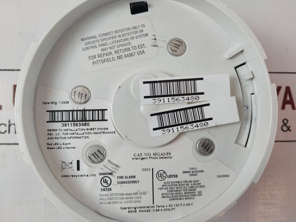 Est Siga2-ps Intelligent Photoelectric Smoke Detector With Base