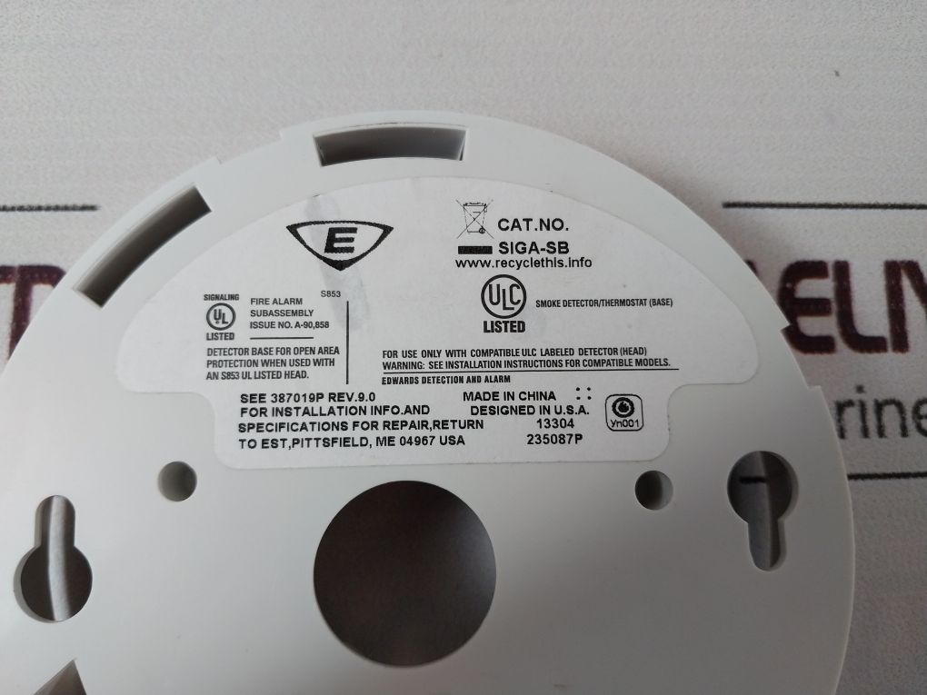 Edwards Siga-sb Smoke Detector/Thermostat(Base)