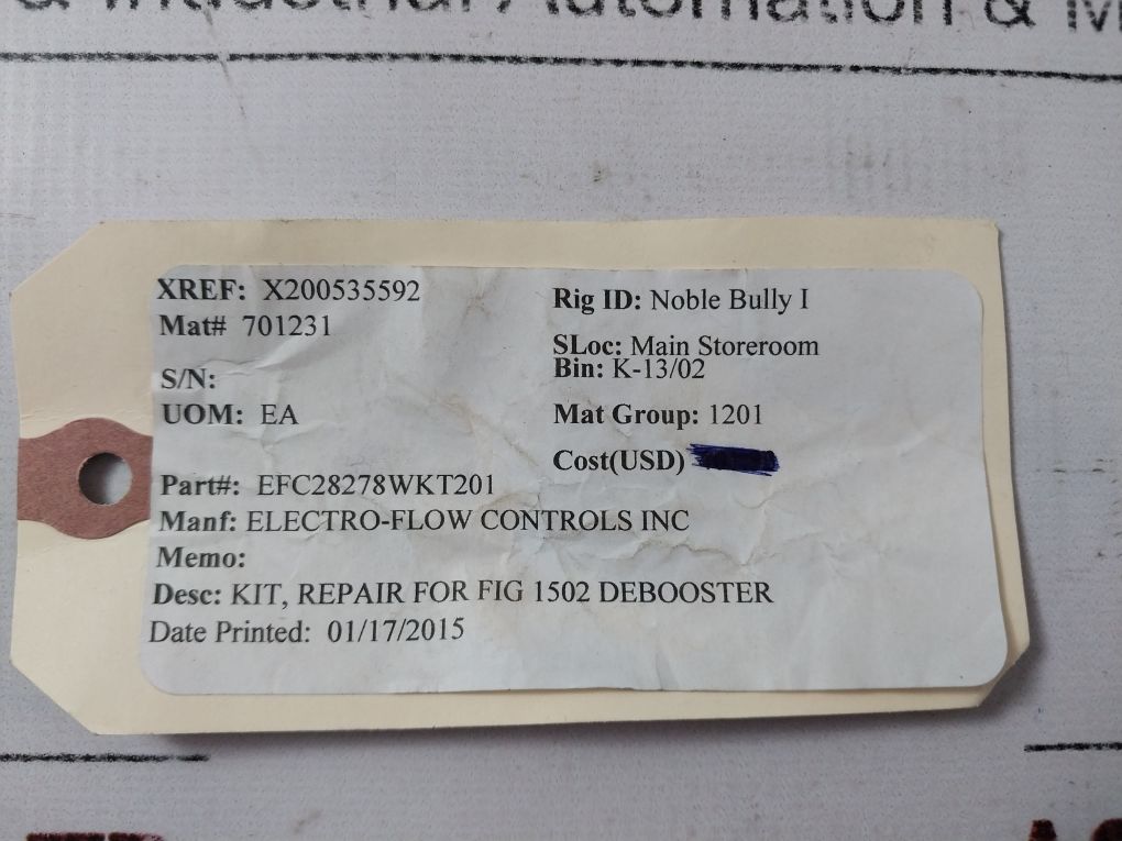 Electro-flow Controls 1502 Debooster Repair Kit Efc28278Wkt201