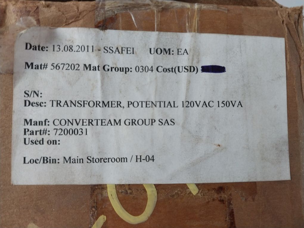 Electromagnetic 460-480 Potential Transformer 480:120 Vac