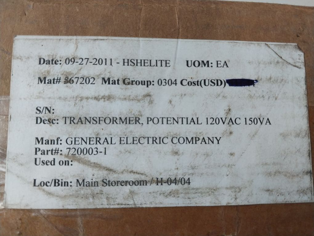 Electromagnetic 460-480 Potential Transformer 720003-1