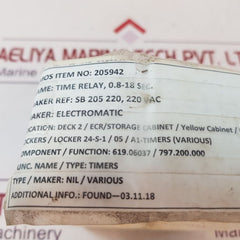 Electromatic Sb205 220 Time Relay
