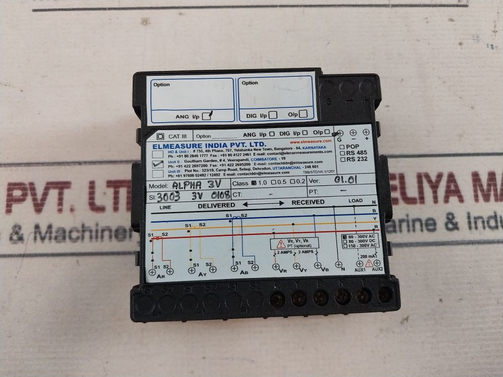 Elmeasure Alpha 3V Volt Meter 80-300V Ac